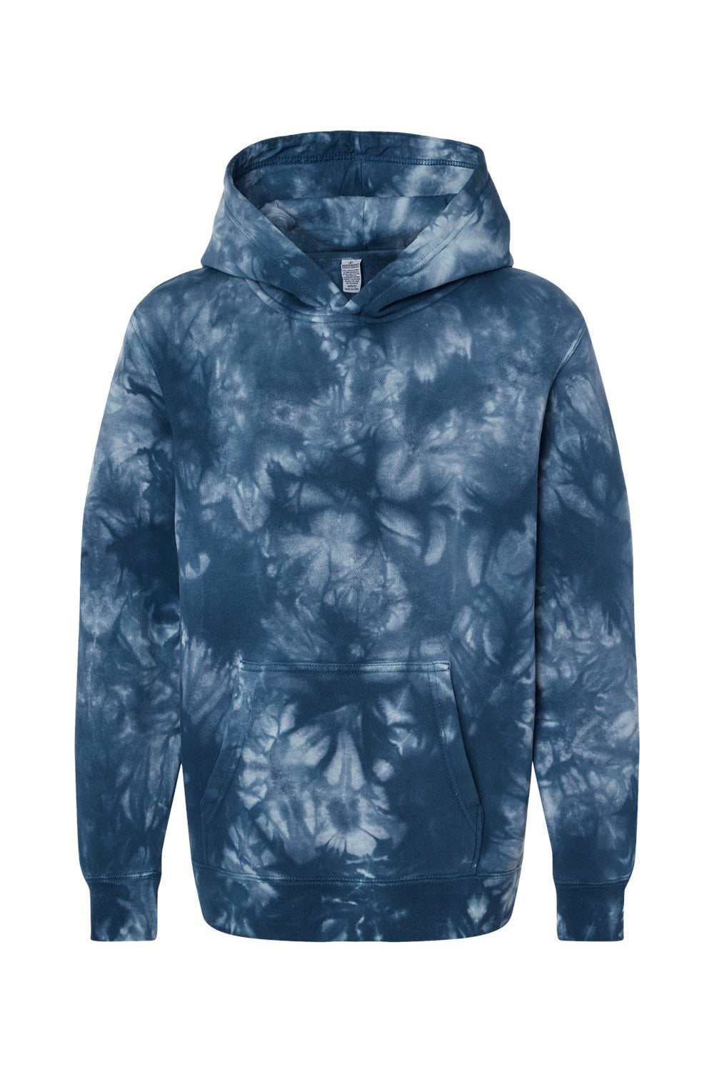 Independent Trading Company PRM1500TD Youth Tie-Dye Hooded Sweatshirt Hoodie w/ Pouch Pocket Navy Blue Flat Front