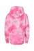 Independent Trading Company PRM1500TD Youth Tie-Dye Hooded Sweatshirt Hoodie w/ Pouch Pocket Pink Flat Back