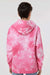Independent Trading Company PRM1500TD Youth Tie-Dye Hooded Sweatshirt Hoodie w/ Pouch Pocket Pink Model Back