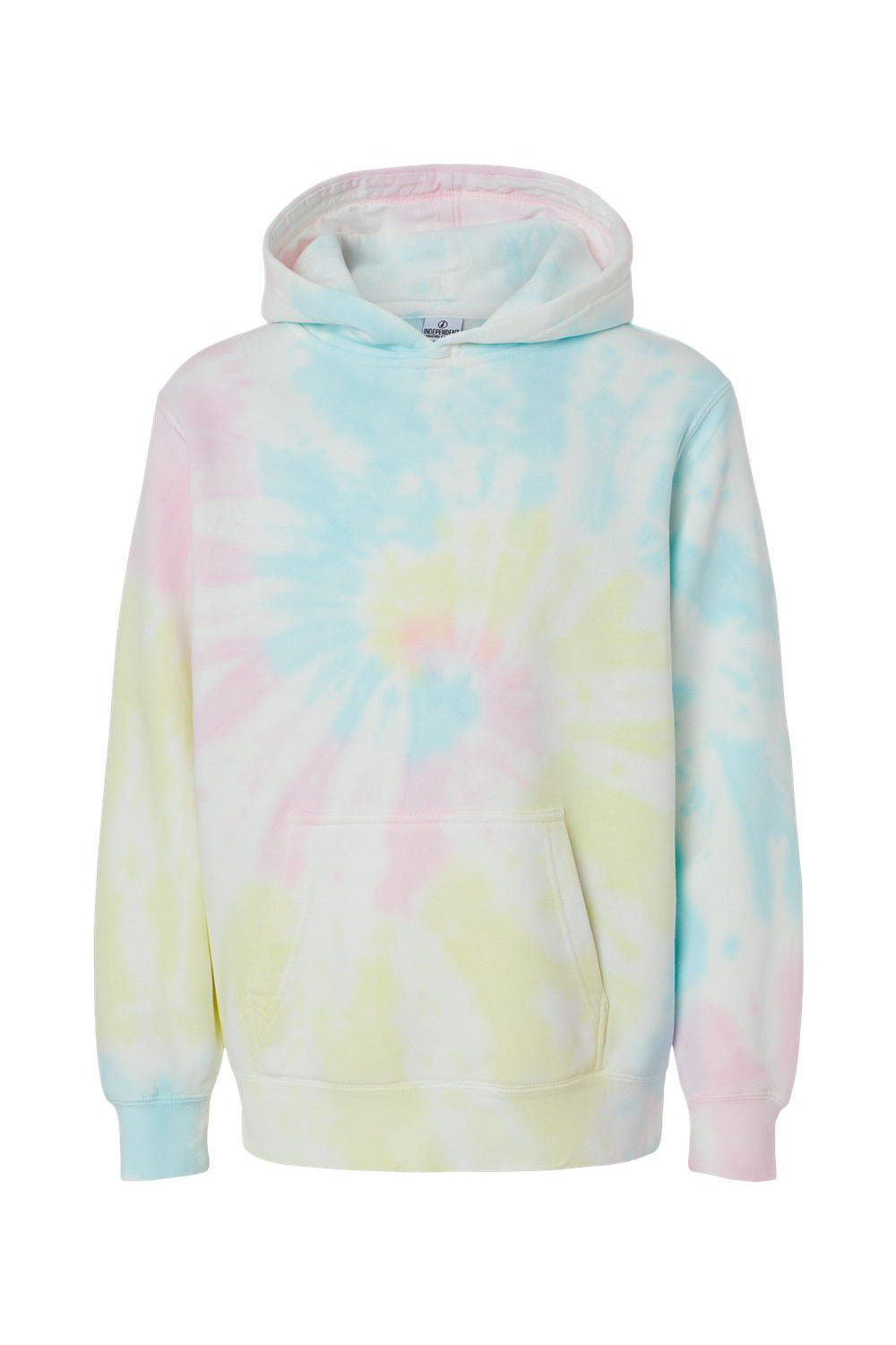 Independent Trading Company PRM1500TD Youth Tie-Dye Hooded Sweatshirt Hoodie w/ Pouch Pocket Sunset Swirl Flat Front
