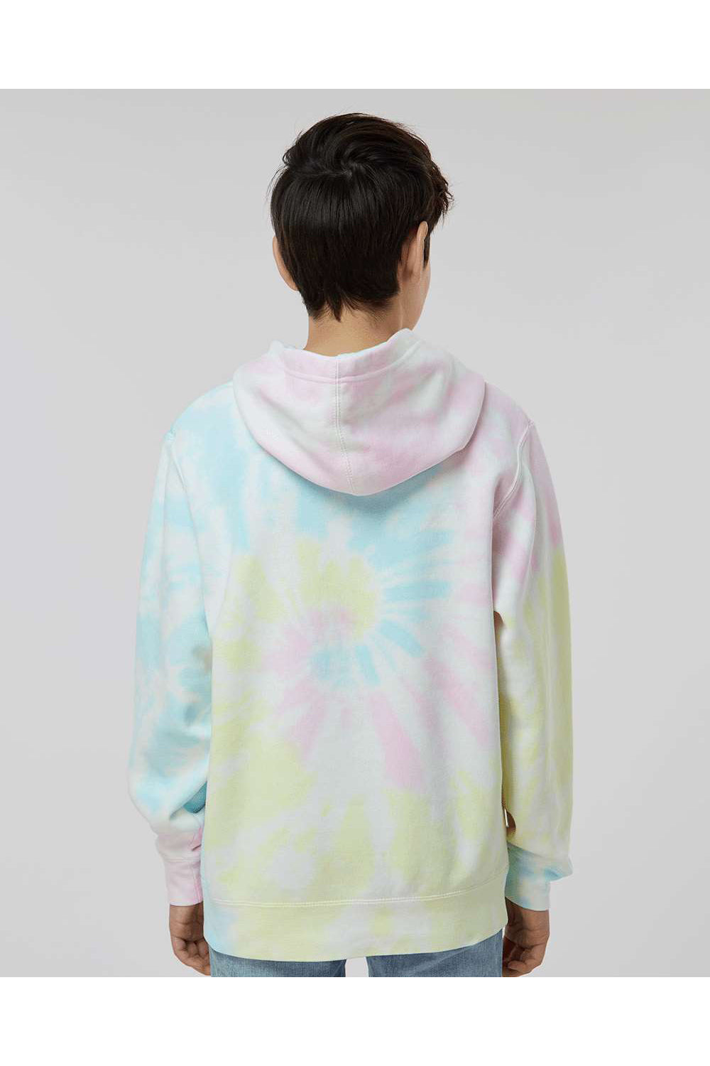Independent Trading Co. PRM1500TD Youth Tie-Dye Hooded Sweatshirt Hoodie Sunset Swirl Model Back