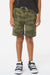 Independent Trading Company PRM16SRT Youth Special Blend Fleece Shorts w/ Pockets Heather Forest Green Camo Model Front
