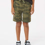 Independent Trading Co. Youth Special Blend Fleece Shorts w/ Pockets - Heather Forest Green Camo - NEW
