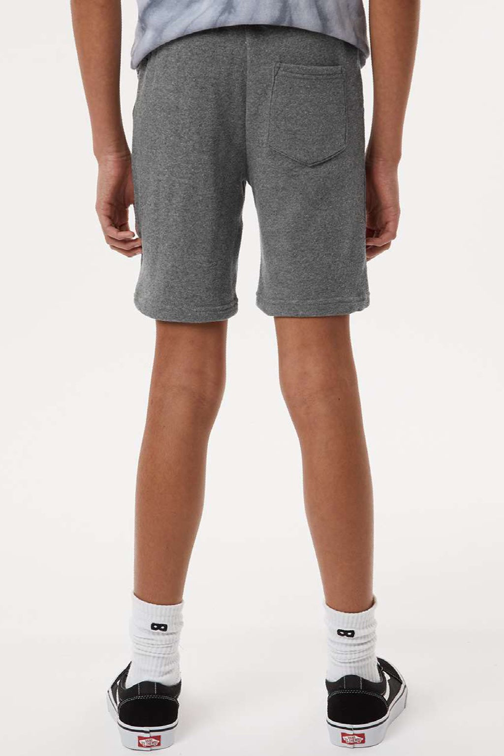 Independent Trading Company PRM16SRT Youth Special Blend Fleece Shorts w/ Pockets Nickel Grey Model Back