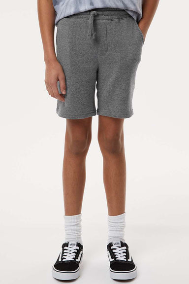 Independent Trading Company PRM16SRT Youth Special Blend Fleece Shorts w/ Pockets Nickel Grey Model Front