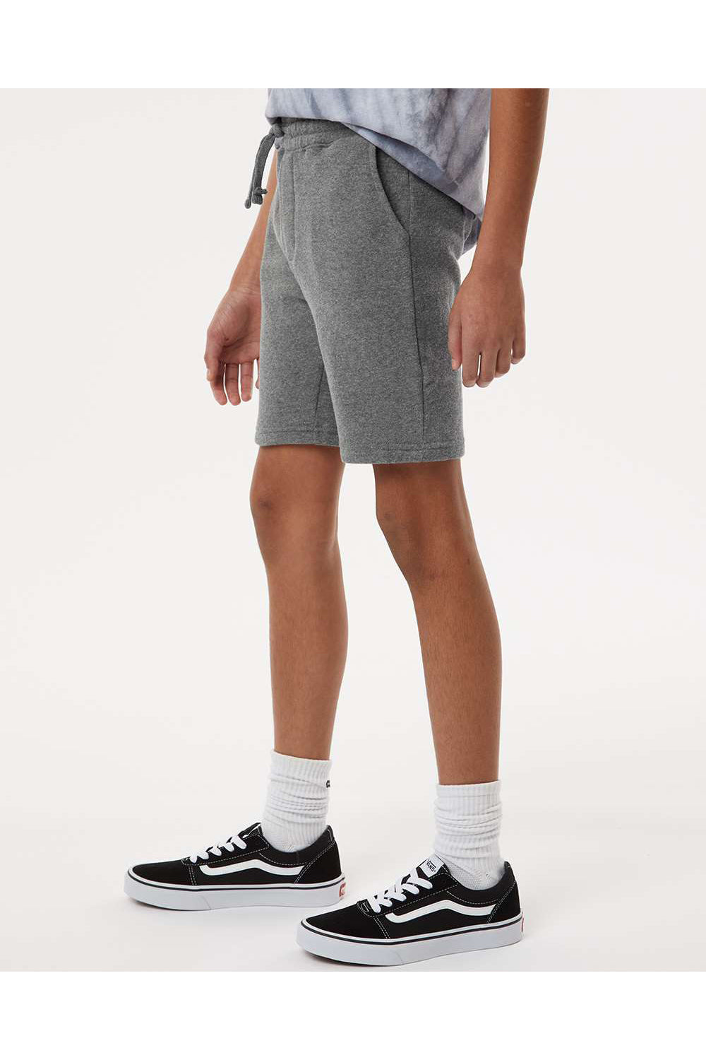Independent Trading Co. PRM16SRT Youth Special Blend Fleece Shorts w/ Pockets Nickel Grey Model Side