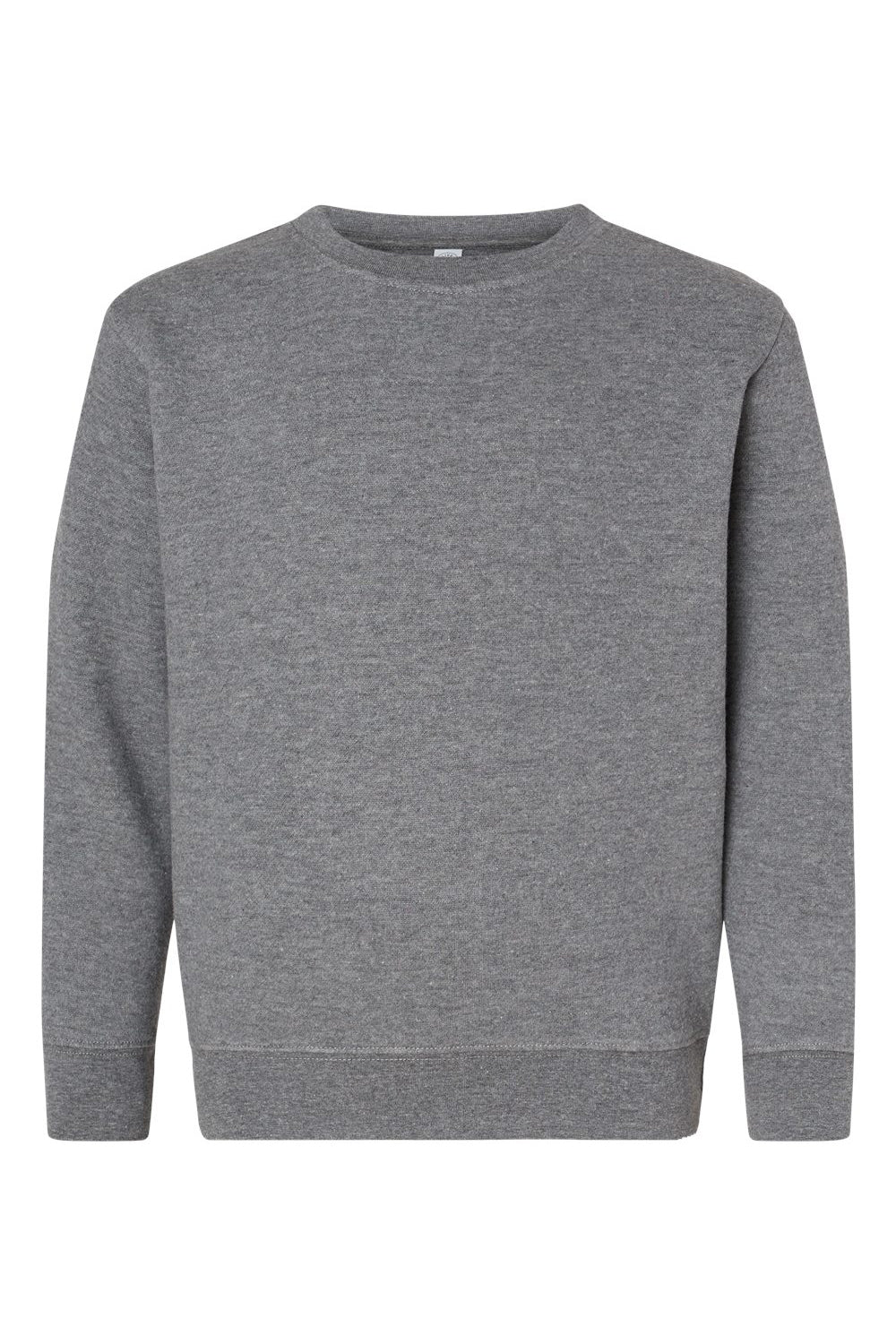 LAT 2225 Youth Elevated Fleece Crewneck Sweatshirt Heather Granite Grey Flat Front