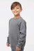 LAT 2225 Youth Elevated Fleece Crewneck Sweatshirt Heather Granite Grey Model Side