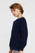 LAT 2225 Youth Elevated Fleece Crewneck Sweatshirt Navy Blue Model Side