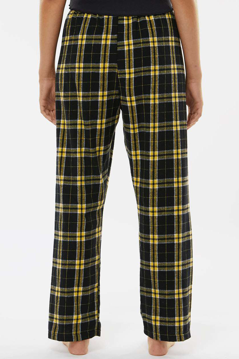 Boxercraft BW6620 Womens Haley Flannel Pants w/ Pockets Black/Gold Model Back