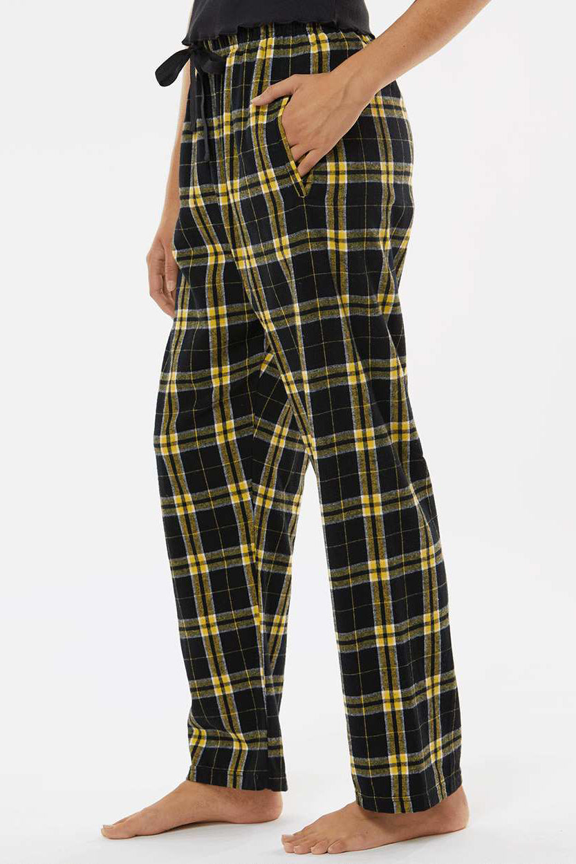 Boxercraft BW6620 Womens Haley Flannel Pants w/ Pockets Black/Gold Model Side