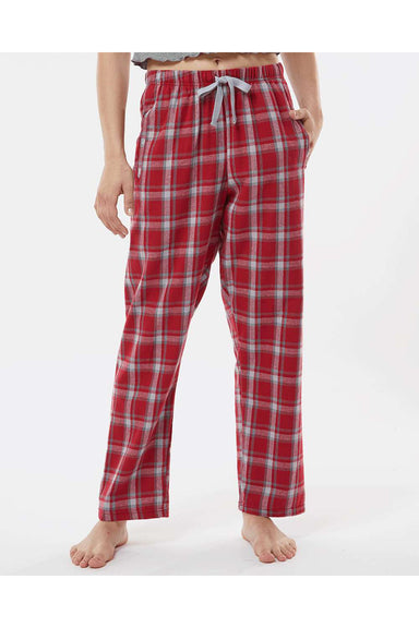 Boxercraft BW6620 Womens Haley Flannel Pants Heritage Garnet Red Plaid Model Front