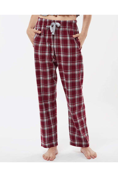 Boxercraft BW6620 Womens Haley Flannel Pants Heritage Maroon Plaid Model Front