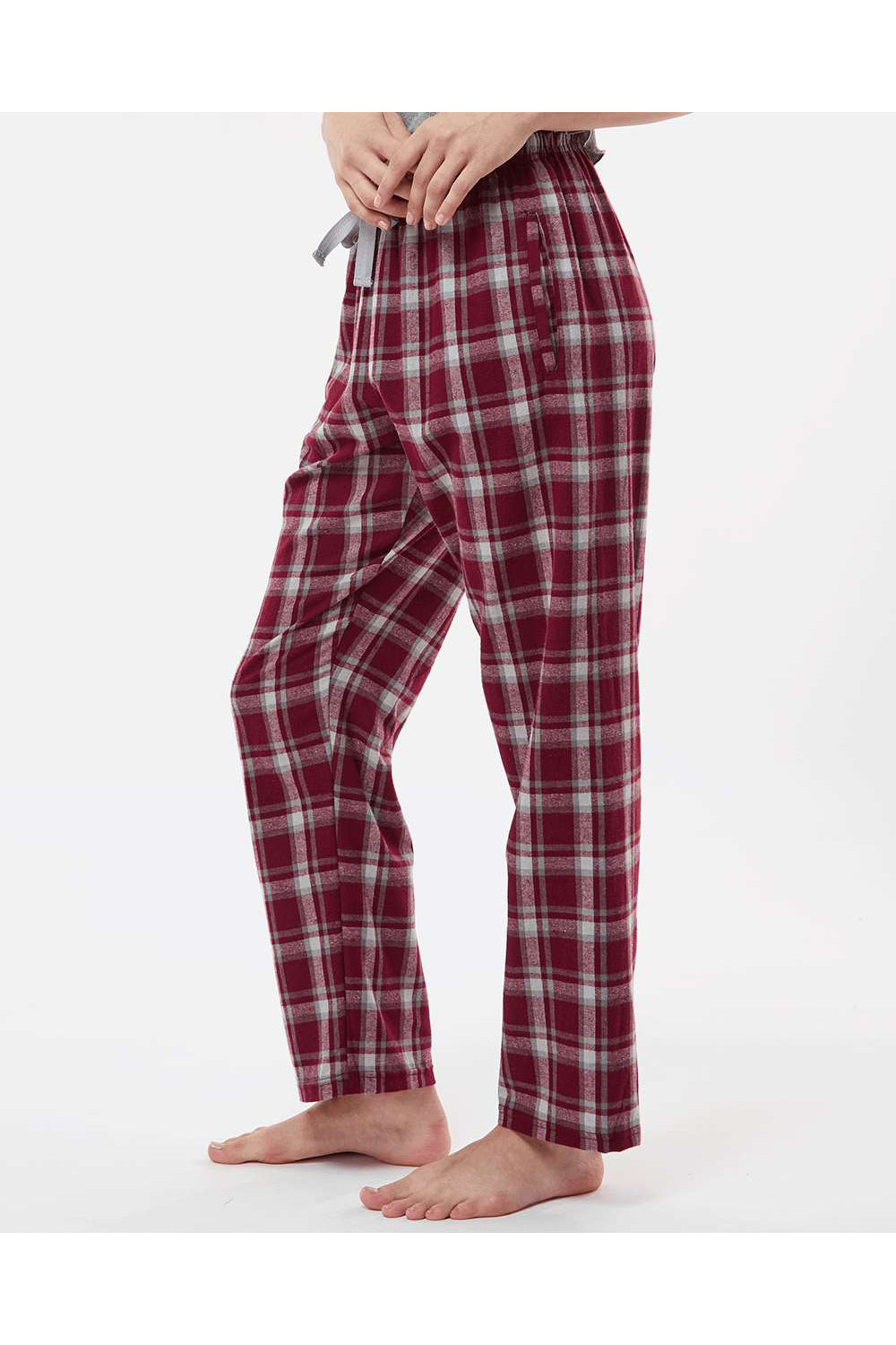Boxercraft BW6620 Womens Haley Flannel Pants Heritage Maroon Plaid Model Side