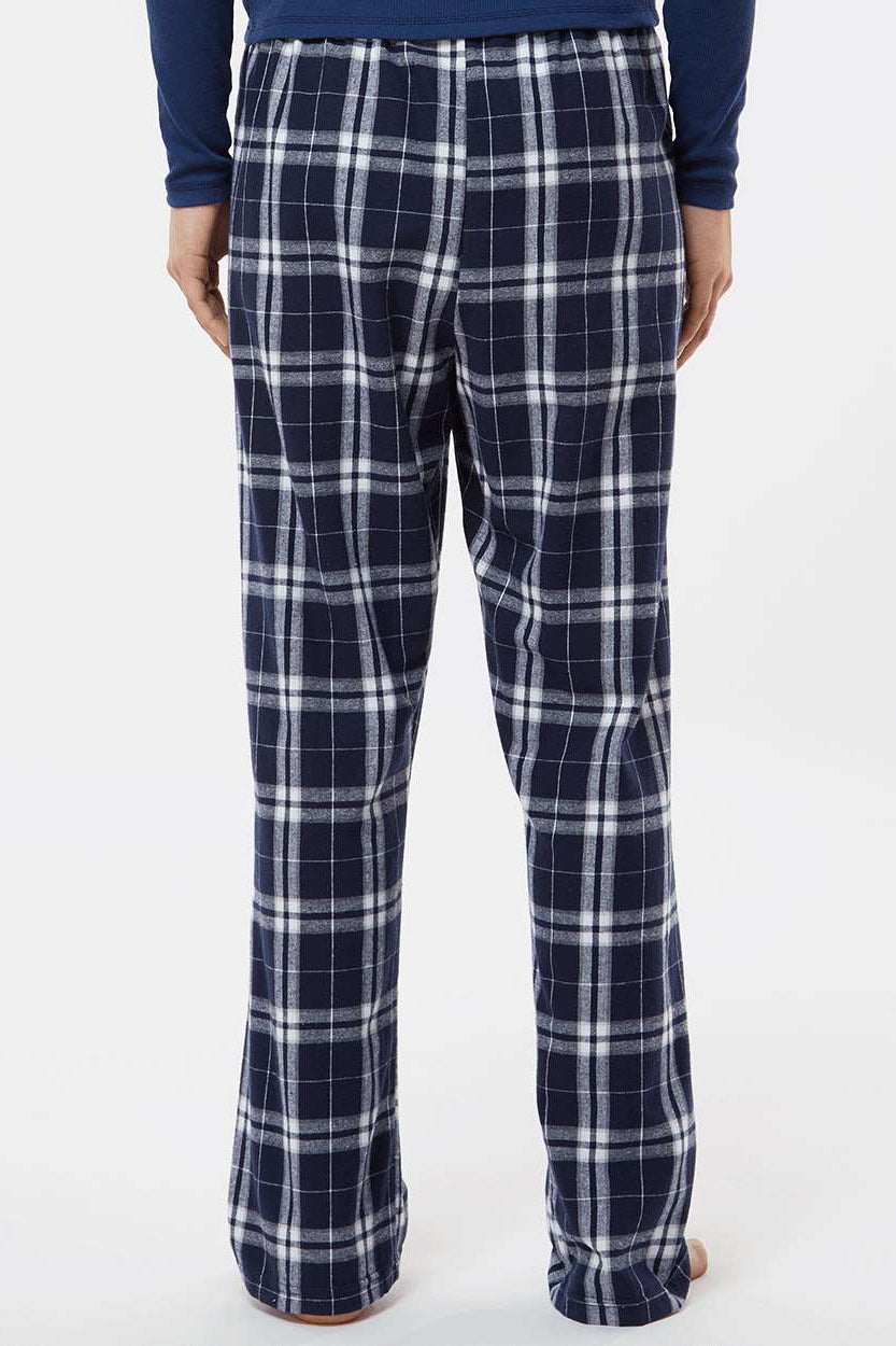 Boxercraft BW6620 Womens Haley Flannel Pants w/ Pockets Navy Blue/Silver Grey Model Back