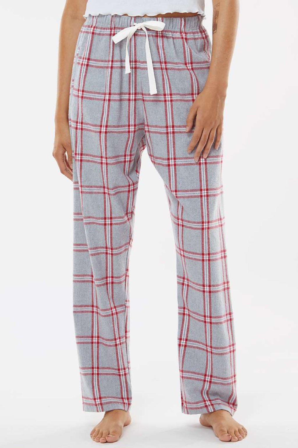 Boxercraft BW6620 Womens Haley Flannel Pants w/ Pockets Oxford Red Tomboy Plaid Model Front