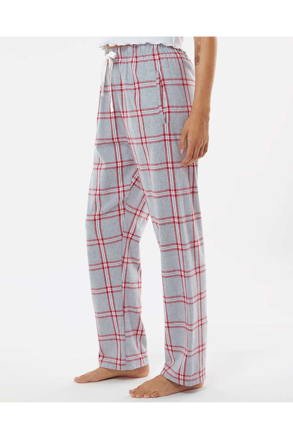 Boxercraft BW6620 Womens Haley Flannel Pants Oxford Red Tomboy Plaid Model Side