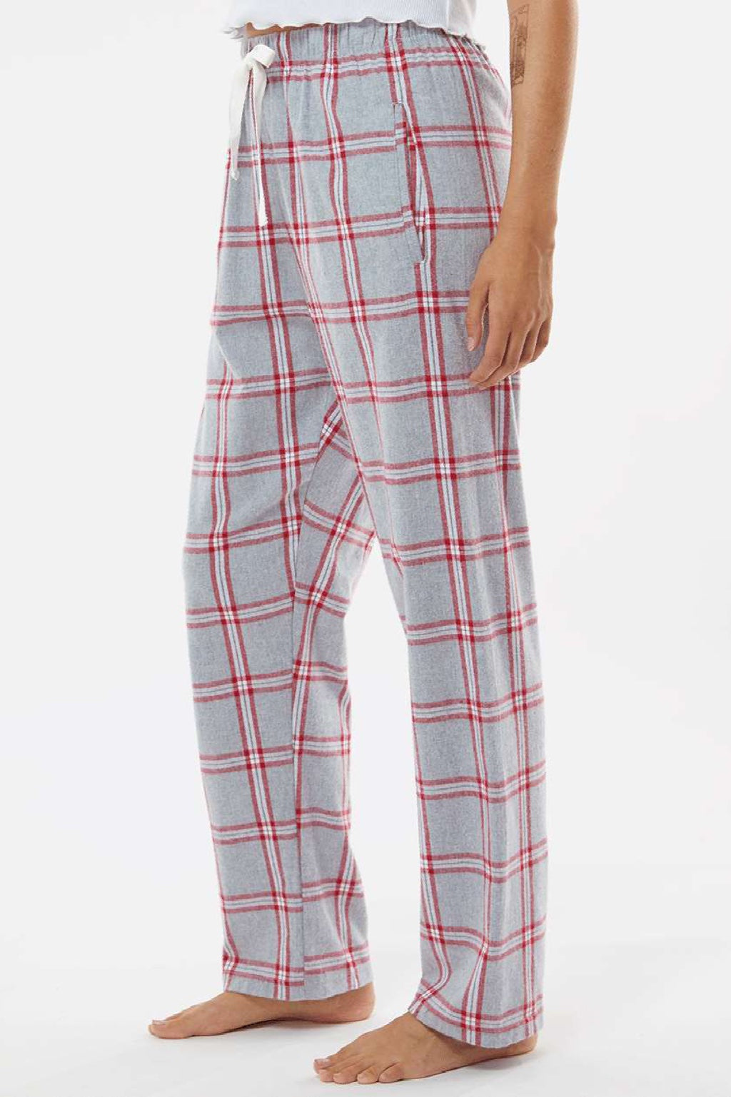 Boxercraft BW6620 Womens Haley Flannel Pants w/ Pockets Oxford Red Tomboy Plaid Model Side