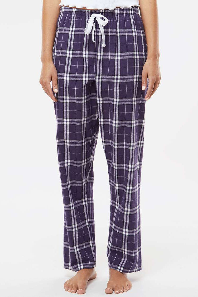 Boxercraft BW6620 Womens Haley Flannel Pants w/ Pockets Purple/White Model Front