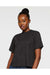 LAT 3518 Womens Boxy Short Sleeve Crewneck T-Shirt Black Leopard Model Front