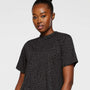 LAT Womens Boxy Short Sleeve Crewneck T-Shirt - Black Leopard - NEW