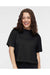 LAT 3518 Womens Boxy Short Sleeve Crewneck T-Shirt Blended Black Model Front