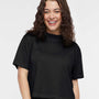 LAT Womens Boxy Short Sleeve Crewneck T-Shirt - Blended Black - NEW