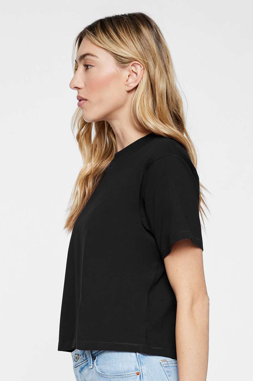 LAT 3518 Womens Boxy Short Sleeve Crewneck T-Shirt Blended Black Model Side