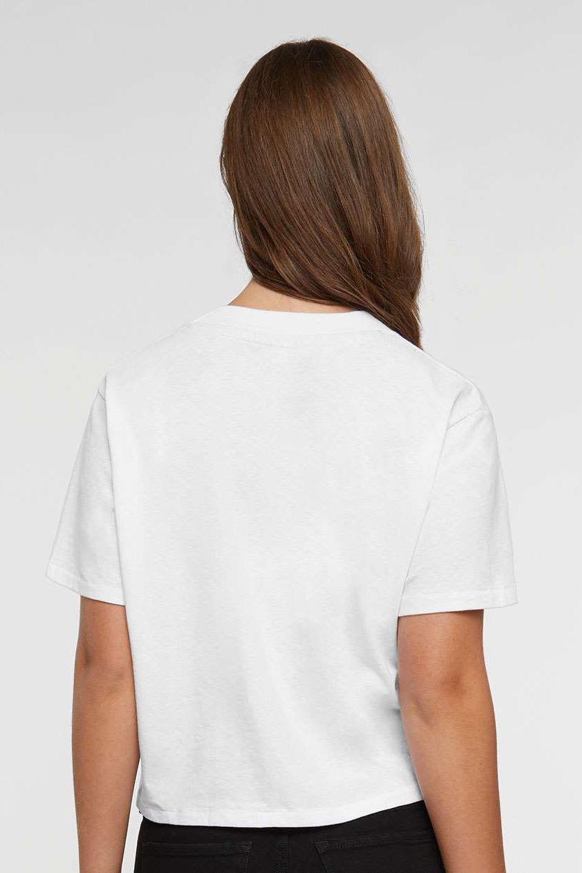 LAT 3518 Womens Boxy Short Sleeve Crewneck T-Shirt Blended White Model Back