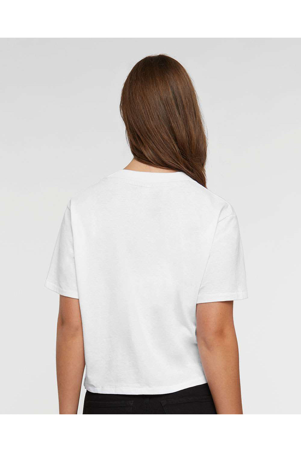 LAT 3518 Womens Boxy Short Sleeve Crewneck T-Shirt Blended White Model Back