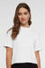 LAT 3518 Womens Boxy Short Sleeve Crewneck T-Shirt Blended White Model Front