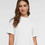 LAT Womens Boxy Short Sleeve Crewneck T-Shirt - Blended White - NEW