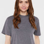 LAT Womens Boxy Short Sleeve Crewneck T-Shirt - Heather Granite Grey