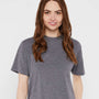 LAT Womens Boxy Short Sleeve Crewneck T-Shirt - Heather Granite Grey - NEW