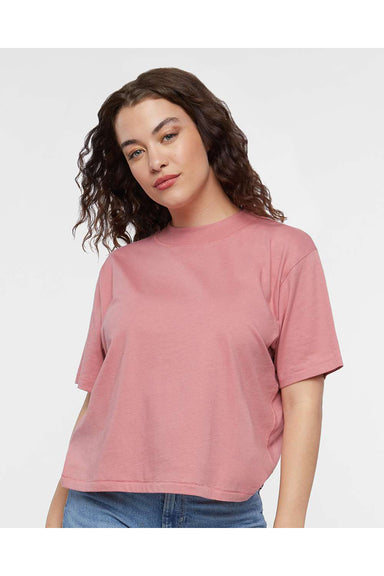 LAT 3518 Womens Boxy Short Sleeve Crewneck T-Shirt Mauvelous Pink Model Front