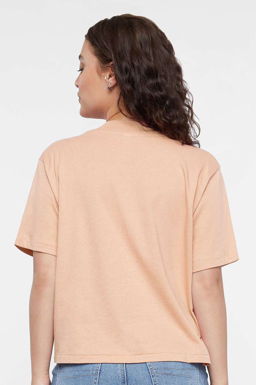 LAT 3518 Womens Boxy Short Sleeve Crewneck T-Shirt Peachy Model Back