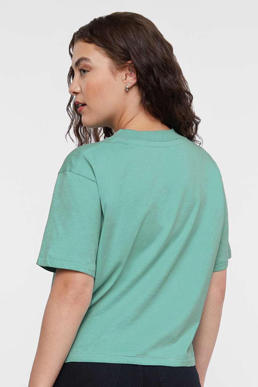 LAT 3518 Womens Boxy Short Sleeve Crewneck T-Shirt Saltwater Blue Model Back