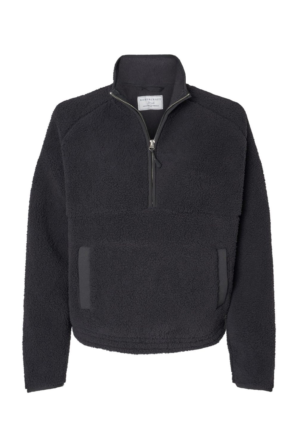 Boxercraft BW8501 Womens Everest 1/4 Zip Sweatshirt w/ Pouch Pocket Black Flat Front