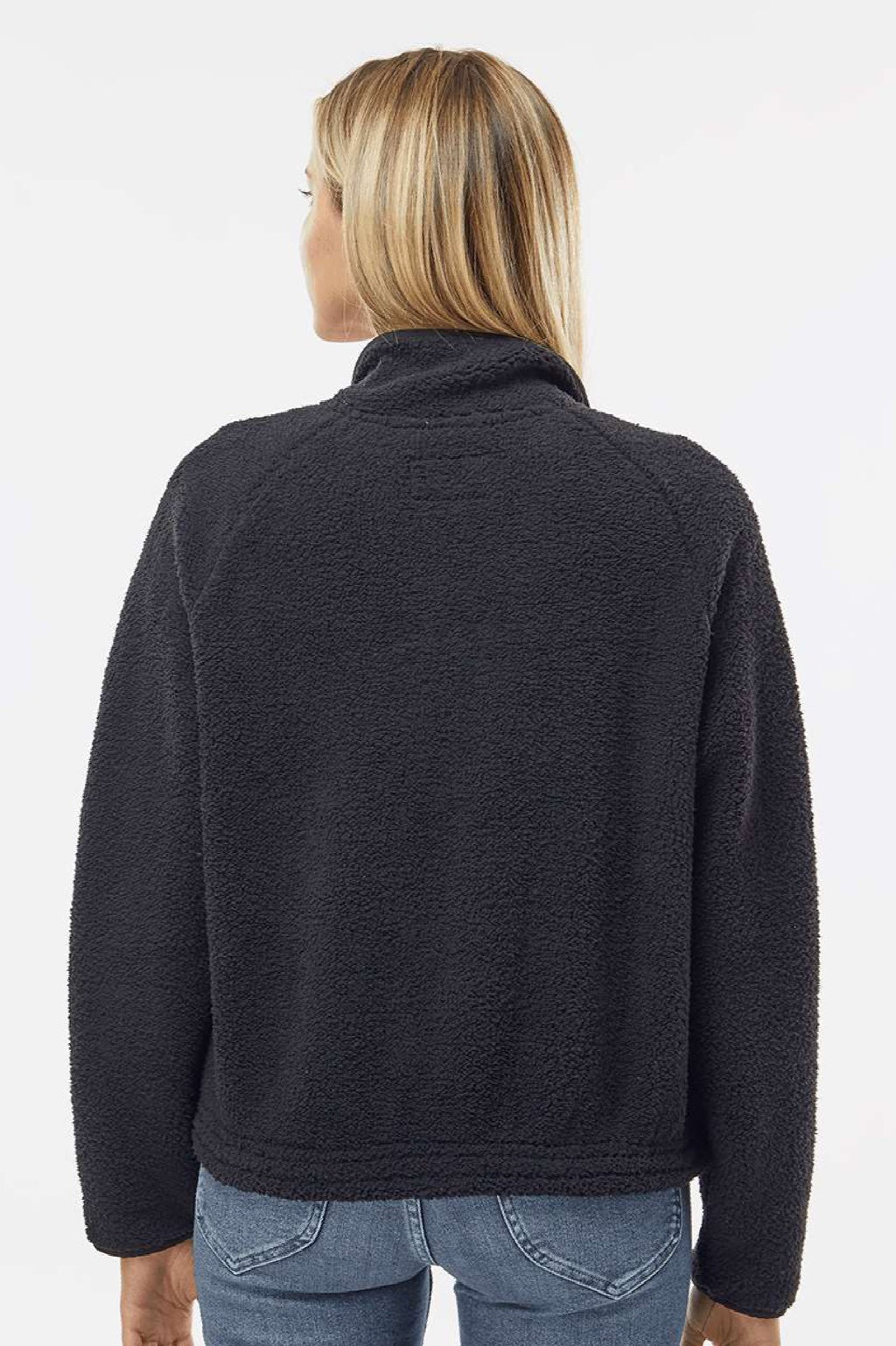 Boxercraft BW8501 Womens Everest 1/4 Zip Sweatshirt w/ Pouch Pocket Black Model Back