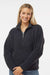 Boxercraft BW8501 Womens Everest 1/4 Zip Sweatshirt w/ Pouch Pocket Black Model Front