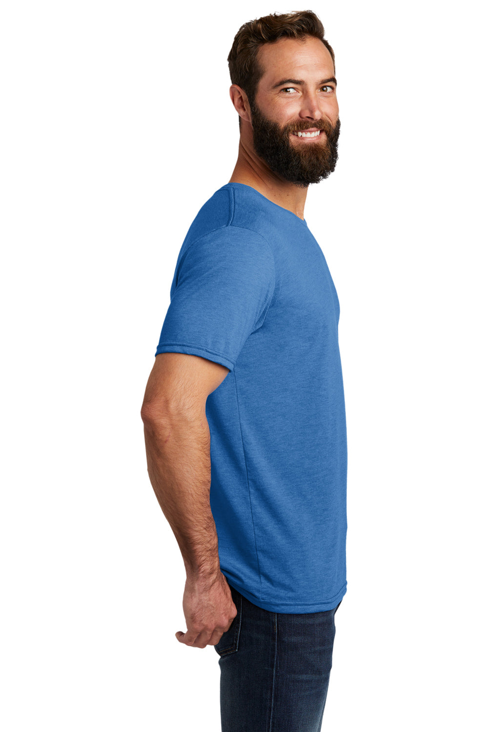 Allmade AL2004 Mens Short Sleeve Crewneck T-Shirt Azure Blue Model Side