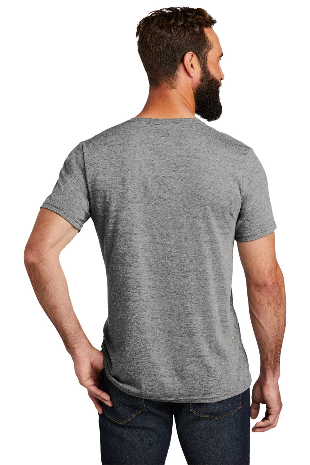 Allmade AL2014 Mens Short Sleeve V-Neck T-Shirt Aluminum Grey Model Back