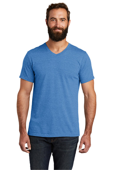 Allmade AL2014 Mens Short Sleeve V-Neck T-Shirt Azure Blue Model Front