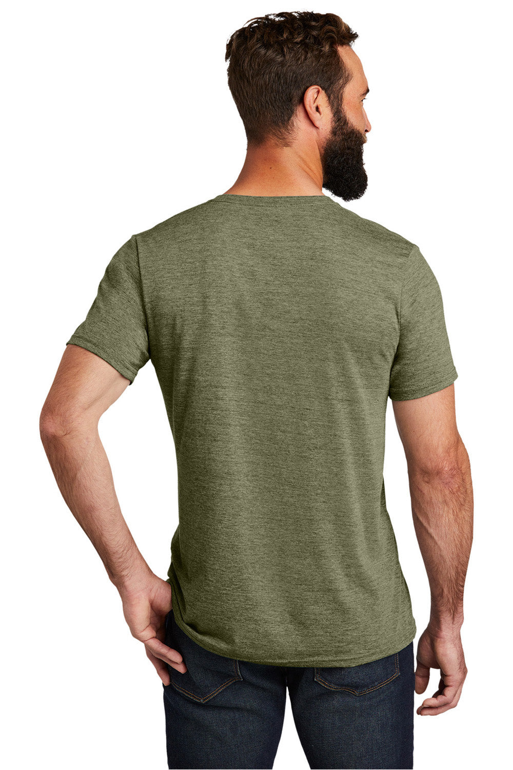 Allmade AL2014 Mens Short Sleeve V-Neck T-Shirt Olive You Green Model Back