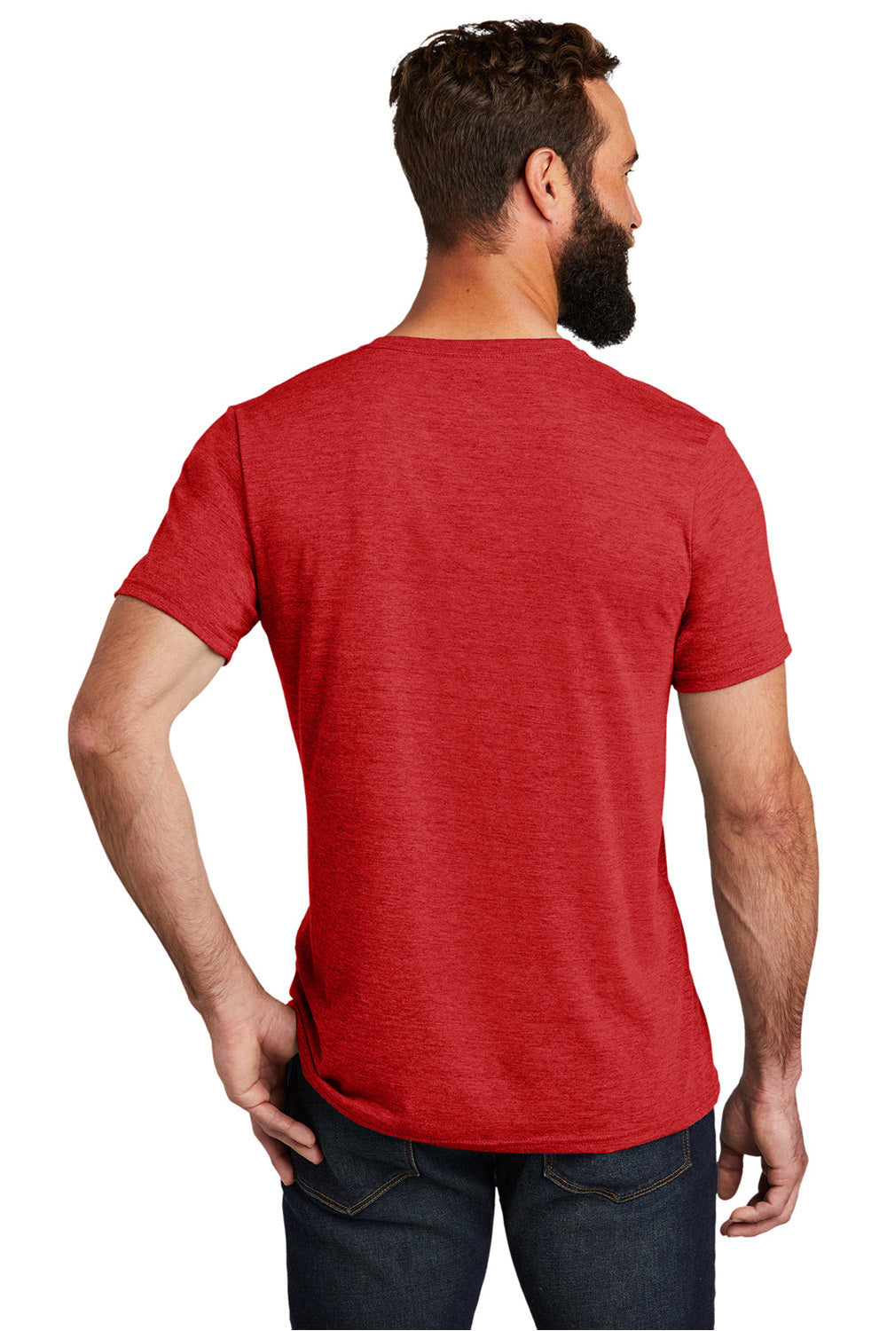 Allmade AL2014 Mens Short Sleeve V-Neck T-Shirt Rise Up Red Model Back
