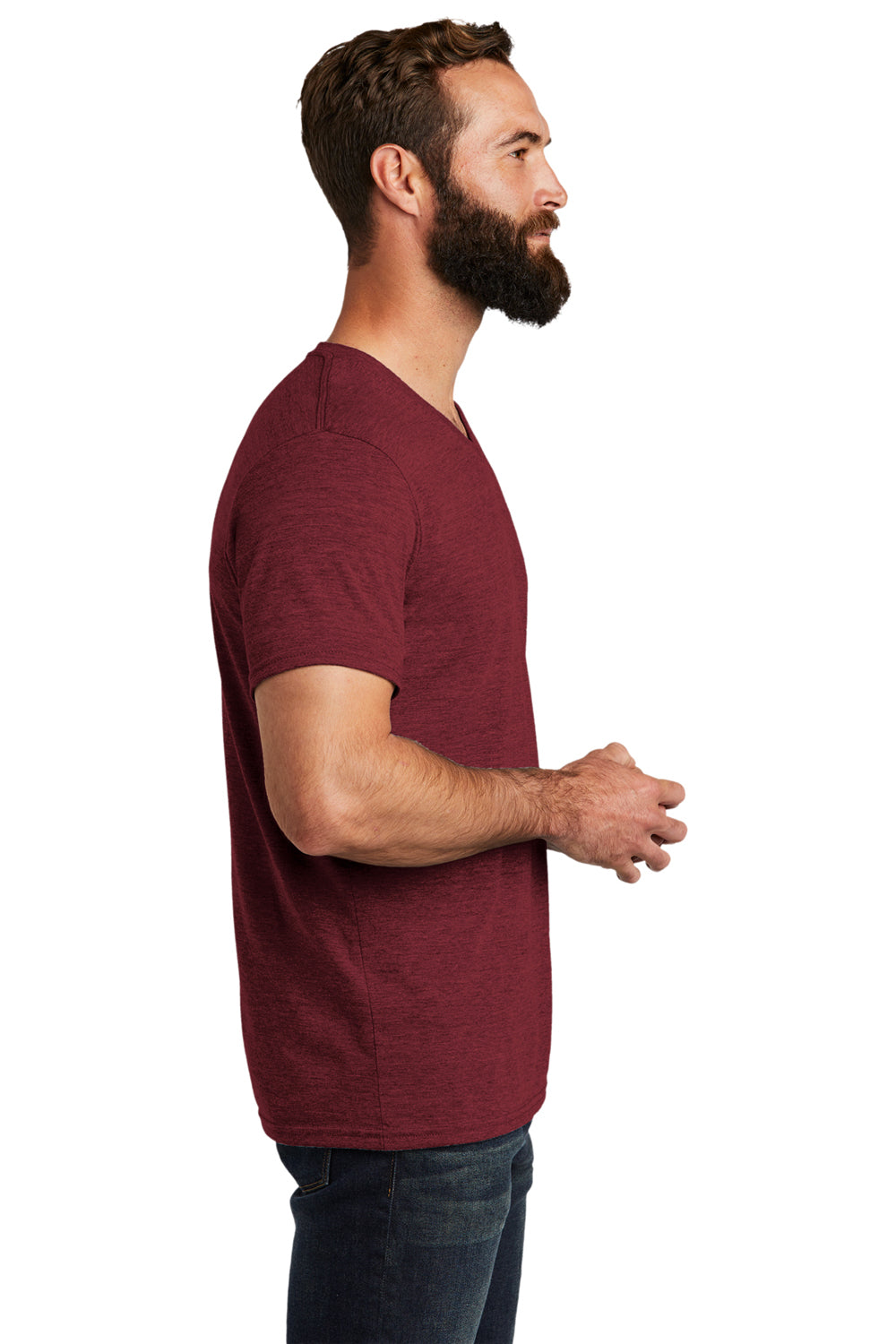 Allmade AL2014 Mens Short Sleeve V-Neck T-Shirt Vino Red Model Side