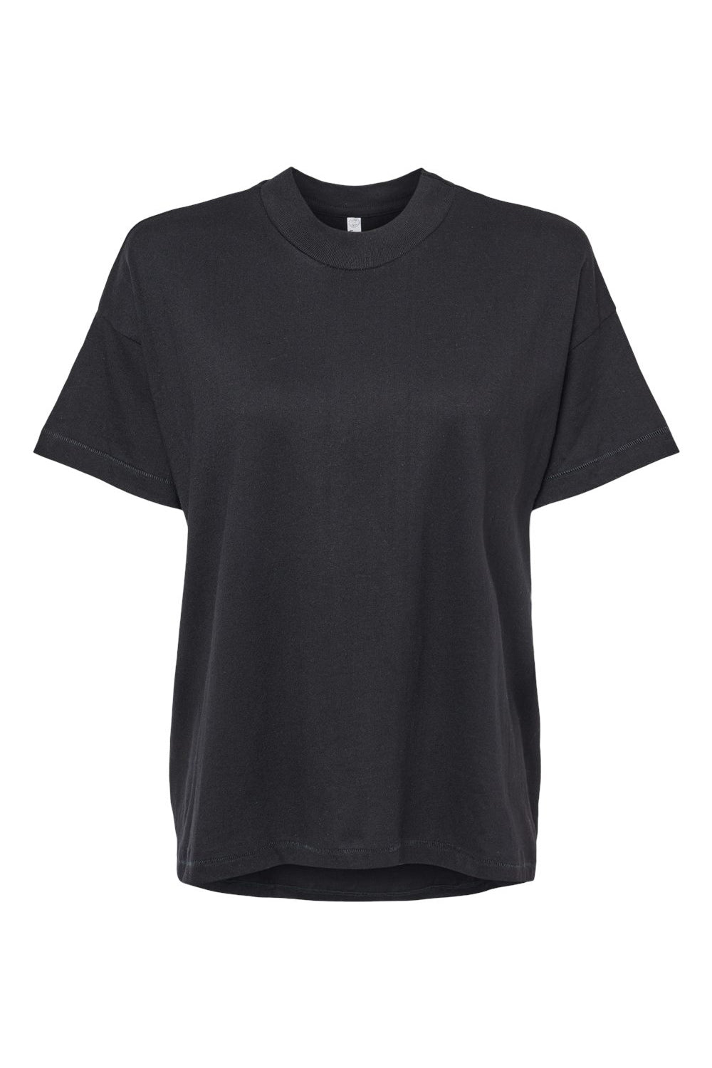 LAT 3519 Womens Hi-Lo Short Sleeve Crewneck T-Shirt Black Flat Front