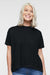 LAT 3519 Womens Hi-Lo Short Sleeve Crewneck T-Shirt Black Model Front