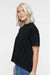 LAT 3519 Womens Hi-Lo Short Sleeve Crewneck T-Shirt Black Model Side