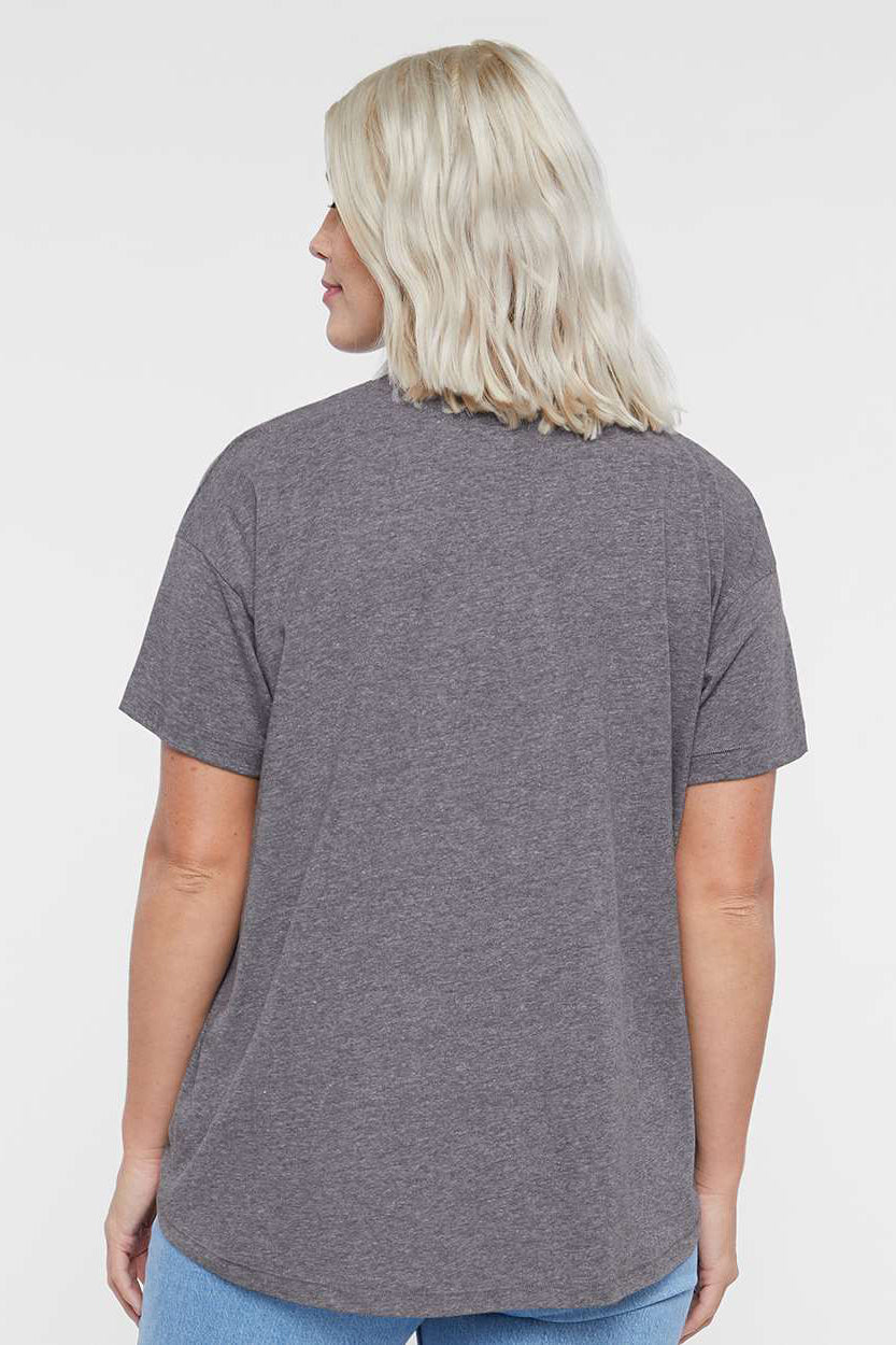 LAT 3519 Womens Hi-Lo Short Sleeve Crewneck T-Shirt Heather Granite Grey Model Back